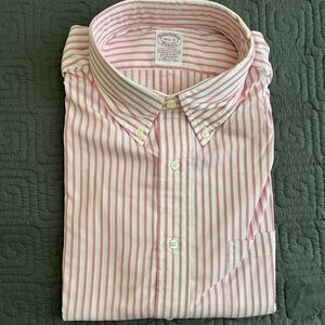 Brooks Brothers Pink and White Striped Button Down Shirt